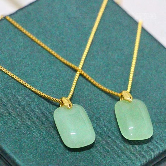 Gold-Plated Natural Stone Pendant Necklace